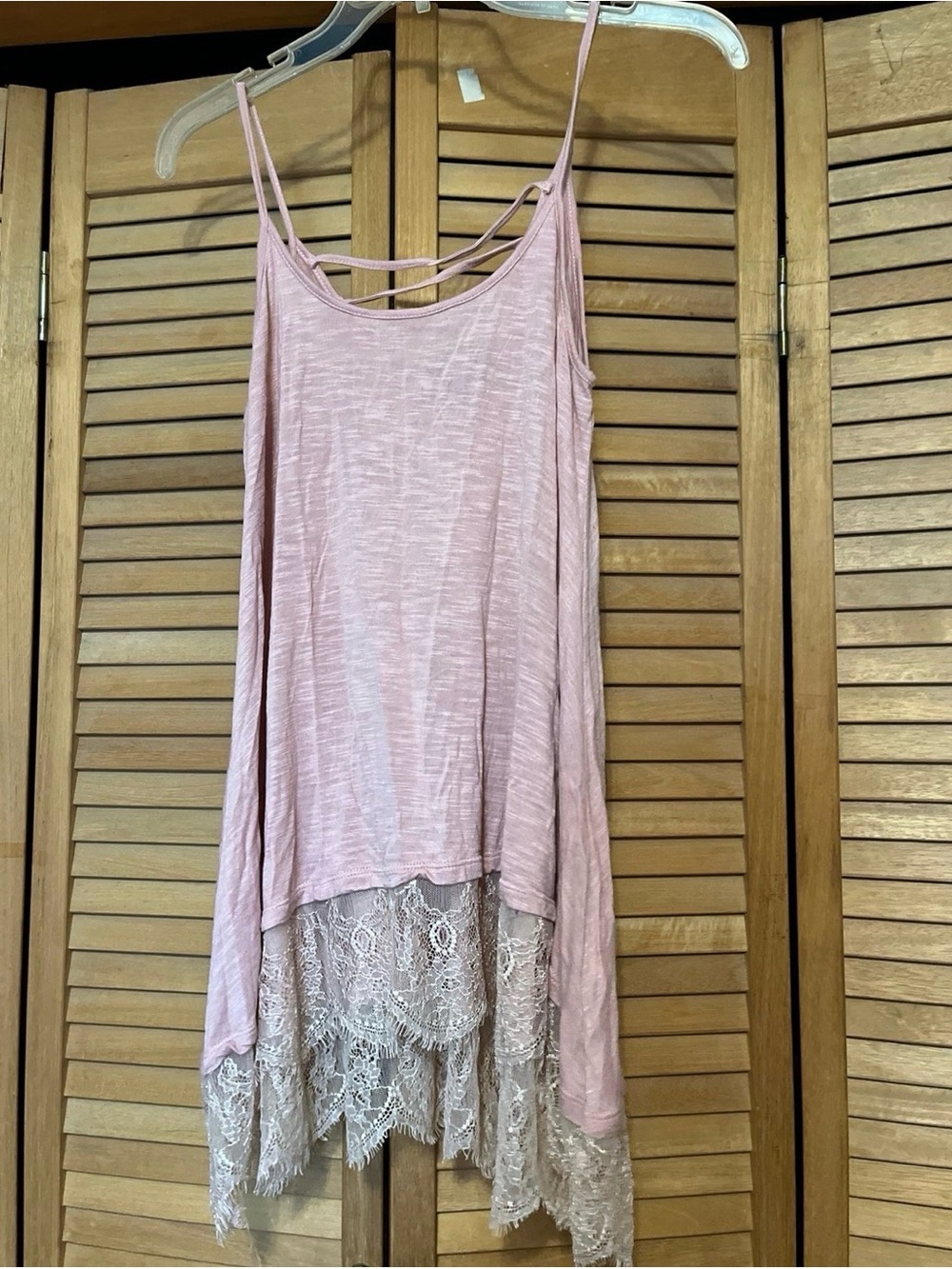 Freshman Pink Lace-Trim Spaghetti Strap Tank